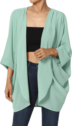 Themogan Women's Semi Sheer Chiffon Kimono Cardigan