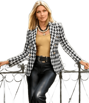 Boston Proper Houndstooth Double Breasted Blazer