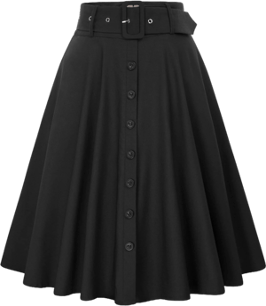 Belle Poque Women's Vintage High Waisted Flared A-Line Skirt with Belt Pockets