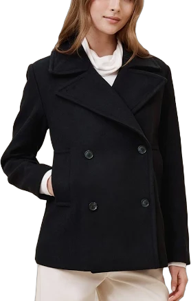 Women's Wool Blend Peacoat Dark Navy Regular Size XL