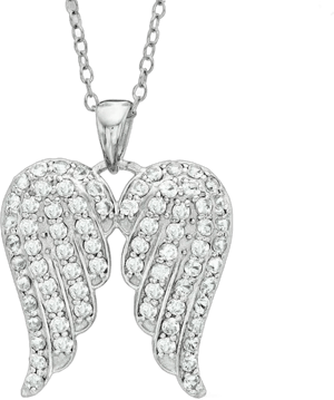 Zales Sterling Silver White Sapphire Angel Wings Pendant