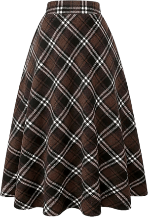 Women's High Waist A-Line Plaid Wool Skirt