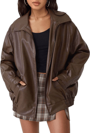 Women's Oversized Faux Leather Jacket