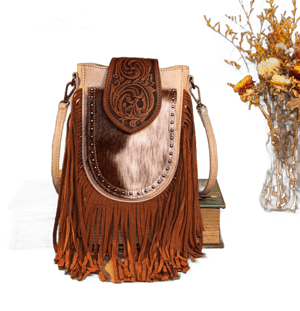 Trinity Ranch Genuine Hair-On Cowhide Fringe Crossbody Bag