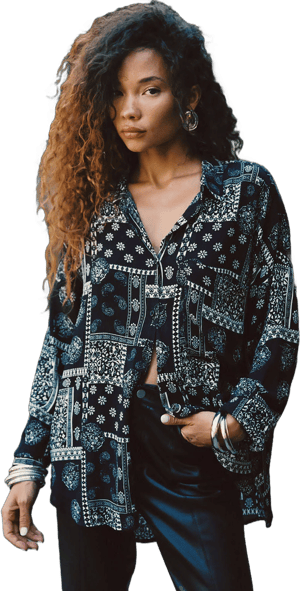 12th Tribe Women's Paisley Button Up