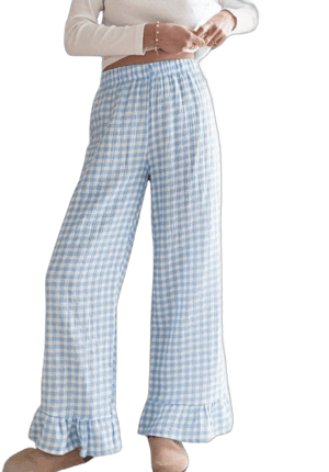 Women's Y2K Plaid Gingham Pants with Ruffle Hem