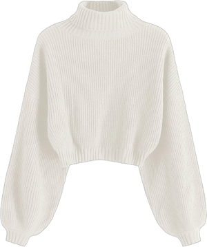 ZAFUL Women's Cropped Turtleneck Ribbed Knit Sweater