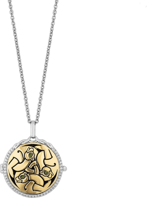 Disney Merida 14K Yellow Gold Over Sterling Silver Diamond and Green Tourmaline Necklace