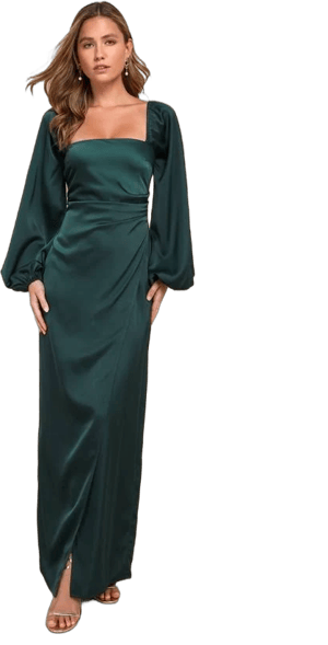 Lulus Satin Long Sleeve Maxi Dress