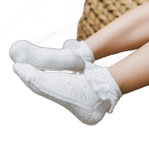 Baby Girls Eyelet Ruffle Lace Socks