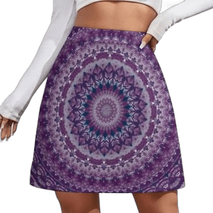 LHQAITPX Psychedelic Trippy Hippy Skirt Retro Swirl Print Street Style Casual A-line Skirts Cute Mini Skirt Women Oversized Skort Clothes, Women's,