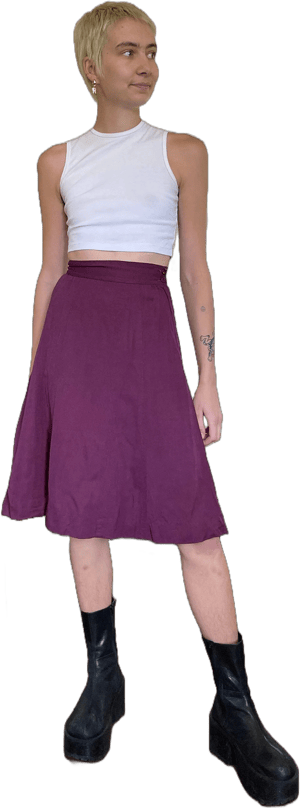 1940s A-Line High Waisted Skirt with Side Closure