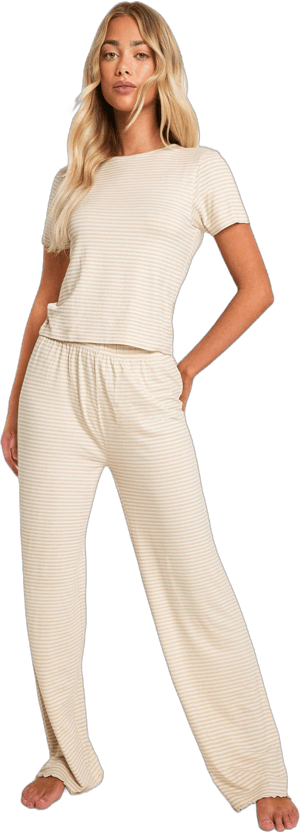 Boohoo Women's Stripe T-Shirt and Pants Set