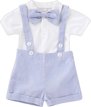 Bilison Baby Boy Clothes Gentleman Bowtie Romper and Overalls Suspenders Pants Wedding Tuxedo Outfits