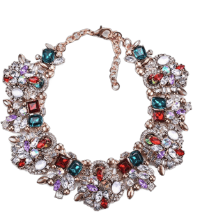 Zthread Bib Statement Necklace Women Colorful Crystal Collar Choker Necklace Fashion