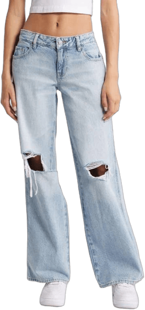 Pacsun Women's Casey Ripped Knee Low Rise Baggy Jeans