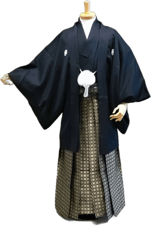 Samurai Men's Vintage Montsuki Hakama Kimono Four Piece Set