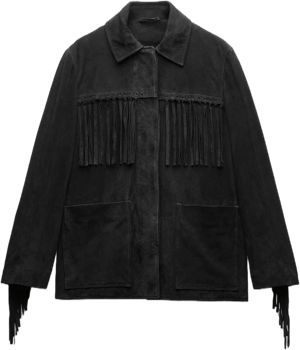 Zara Women's Fringed Suede Leather Jacket