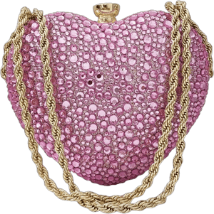 Mini Love Heart Rhinestone Twisted Chain Purse