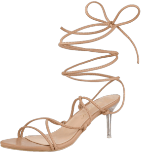 Women's Allegra K Lace Up Open Toe Strappy Stiletto Heels Sandals