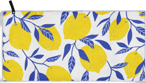 ALAZA Large Beach Towel, Yellow Lemons Blue Leaf Sand Free Microfiber Beach Towel, Absorbent Quick Dry Camping Yoga Towel 30x60in for Swimming Pool, Picnic, Yoga, Gym