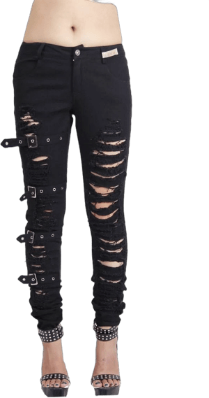 Devil Fashion Rip Shredded Punk Jeans