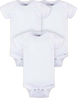 Gerber Baby Boy or Girl Unisex White Short Sleeve Cotton Bodysuit, 3-Pack, Sizes Preemie - 24 Months