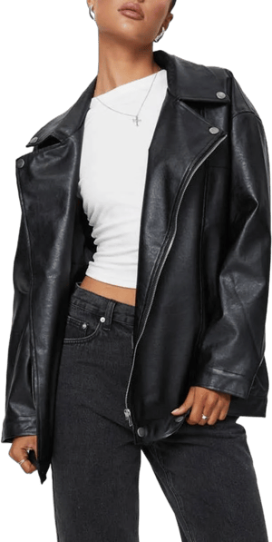 Princess Polly Oversize Faux Leather Biker Jacket