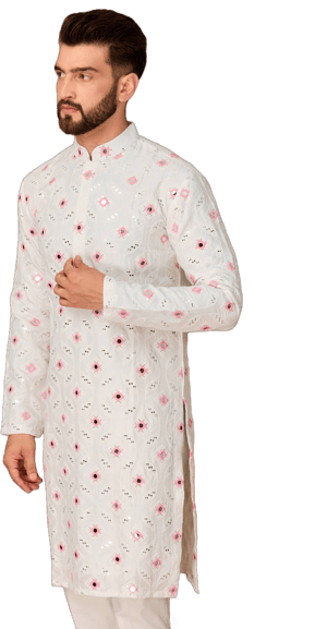 Kasbahmen Silk Mirror Work Kurta