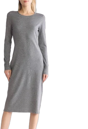 NORDSTROM RACK Long Sleeve Crewneck Sweater Dress in Grey Dark Heather at Nordstrom Rack, Size Xx-Small