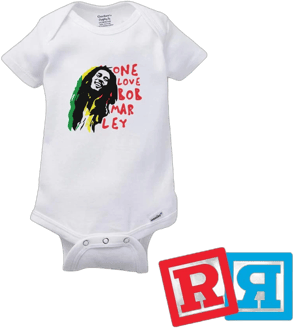 Bob Marley One Love Gerber Baby Onesie® Cotton Unisex White Short Sleeve