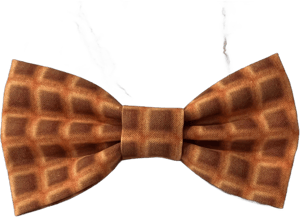 Waffles Bow Tie on Adjustable Strap, Clip On, Pin, Stretch Nylon, Waffle Fabric Bow Ties, Food Gift Bow, Waffle Dog Bows, Pet Collar Bow Tie