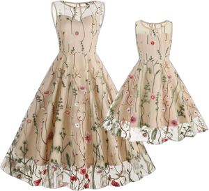 Mommy and Me Matching Floral Mesh and Tulle Dresses