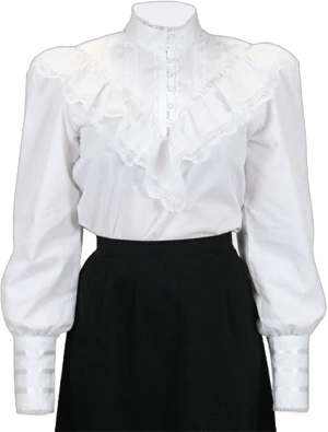 Ladies Cotton/Lace Solid,Lacy Stand Collar Blouse