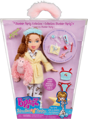 Bratz Slumber Party Meygan Fashion Doll with 2 Sets of Pajamas, Plush, and Accessories