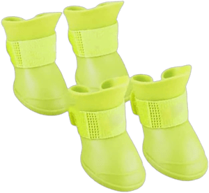 Ejoyous Dog Waterproof Boots, Cute Design Dog Silicone Boots, Waterproof Skidproof Soft Dog Silicone Rainshoes for Puppy Teddy Pomeranian Bichon (Yellow M)