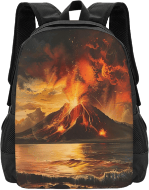 Volcano Canvas Backpack For Men Women,Casual Rucksack Backpack, Laptop College Hiking Travel Bag Black One Size