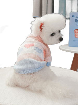 PETSIN 1pc Pet Sweater, Soft Knitted Heart Pattern Colorblock Pullover, Dog Clothing For Autumn/Winter