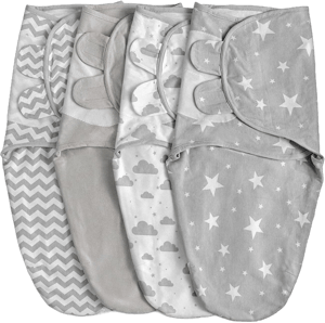 Soarwg Kids Baby Swaddle, Swaddle Blanket, Swaddle Sack, Organic Nursery Swaddling Blankets 0-3 Months, Standard 100 by Oeko-TEX, Adjustable Newborn Swaddle Wrap Infant Sleep Sacks 4 Pack Small Grey