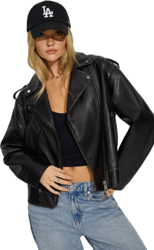 Garage Women's Washed Faux Leather Biker Jacket