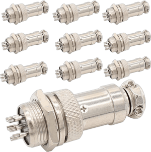 Aviation Plug Connector 10 Pairs Male Female Panel Metal Wire Connector 16mm Socket (6 Pins 10-Pack)