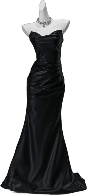 Gothic Satin Strapless Mermaid Evening Gown