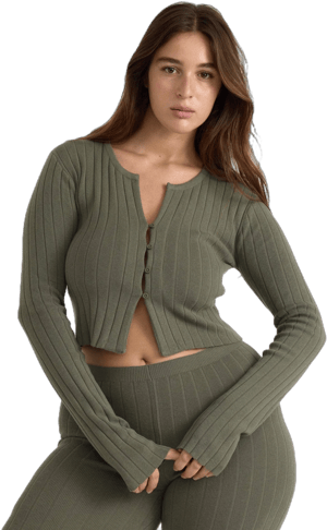 Organic Basics Soft Knit Rib Crop Cardigan