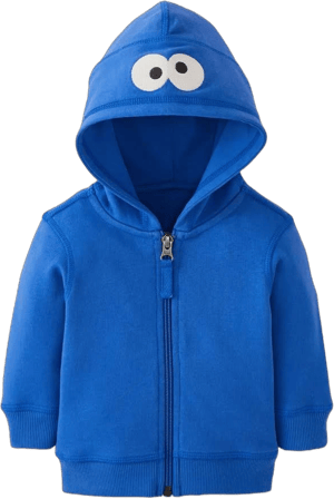 Hanna Andersson Sesame Street French Terry Character Hoodie Cookie Monster in 100% Cotton Toddler Girls'