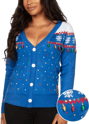 Tipsy Elves Women's Christmas Lights Cardigan Sweater