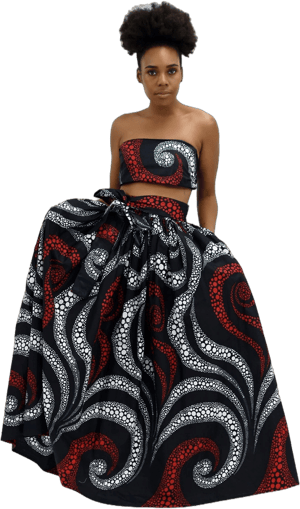 Mystical African Print Maxi Skirt with Elastic Waist