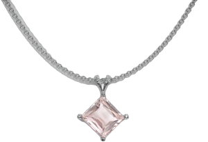 14K White Gold Princess 2.18 ct. Peach Sapphire Pendant Necklace