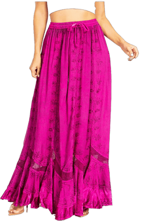 Sakkas Ivy Second Women's Maxi Boho Embroidered A-Line Skirt