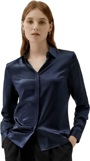 LILYSILK Women's Basic Concealed Placket Silk Shirt