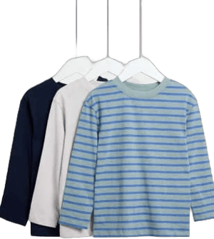 M&S 3pk Pure Cotton Striped Top